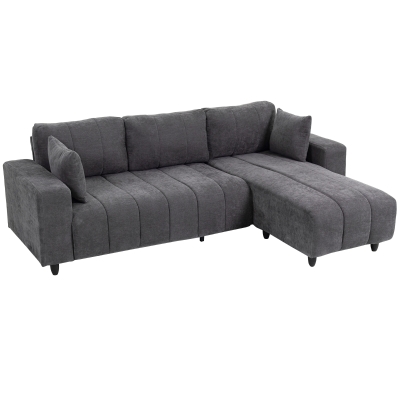 HOMCOM Sofá Esquinero Modular 242 cm 3 Plazas en L con Chaise Longue Reversible 2 Cojines Tejido Efecto Lino Gris