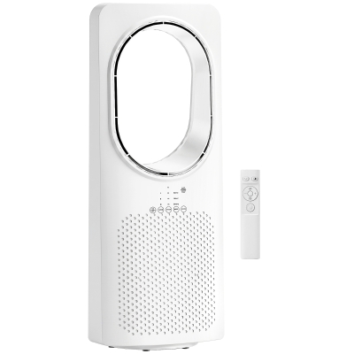 HOMCOM Ventilador de Torre sin Aspas con Mando a Distancia Oscilación 45° 3 Velocidades 3 Modos Temporizador 15H Blanco