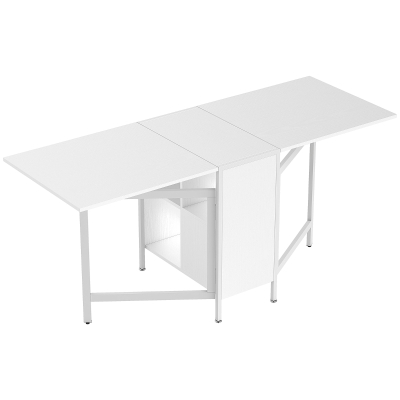 HOMCOM Mesa Plegable de Comedor con Alas Abatibles 4 Compartimentos 3 Formas para Cocina Salón 169x60x75 cm Blanco