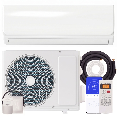 HOMCOM Aire Acondicionado Split Inverter 12000 BTU con Bomba de Calor WiFi y Control por Voz para 18 m² con Kit de Instalación