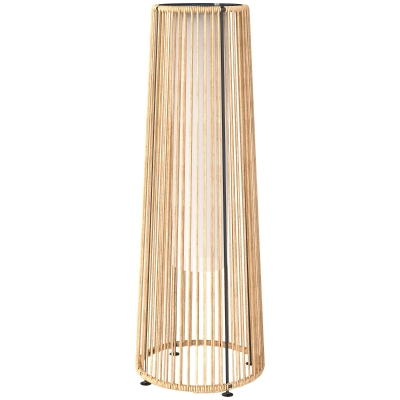 Outsunny Farola Solar Exterior de Ratán Sintético con Luces LED Encendido y Apagado Automático Impermeable Ø21,5x61 cm Natural
