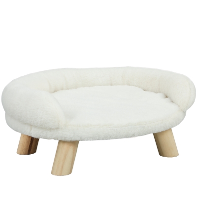 PawHut Divanetto per Cani e Gatti Sfoderabile in Peluche Crema