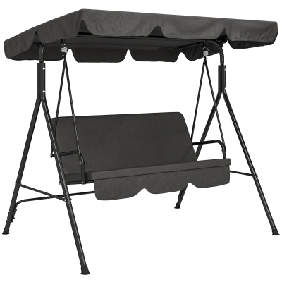 Outsunny Three-Seater Swing Chair with Canopy - Black