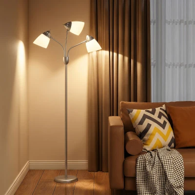 HOMCOM Arc Tree Floor Lamp Steel Frame Adjustable Silver