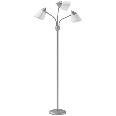 HOMCOM Arc Tree Floor Lamp 3 Rotating Lights Silver Tone