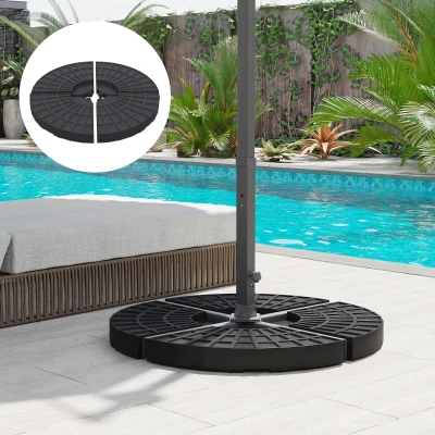 Outsunny Peso para Base de Sombrilla de 4 Piezas Rellenable de Agua 52 Litro Arena 60 kg o Mixto 70 kg para Base Cruzada Negro