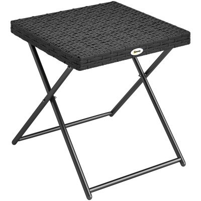 Outsunny Tavolino da Giardino Pieghevole in Rattan PE Nero