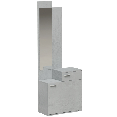 HOMCOM Meuble Entrée Gris Vestiaire Miroir Tiroir Chaussures