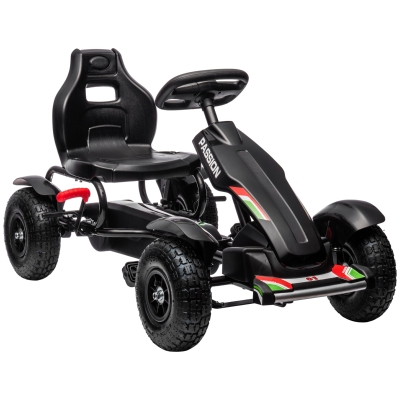 HOMCOM Kinder-Gokart met verstelbare zitting, handrem, vanaf 5 jaar, 121 x 58 x 61 cm, Zwart