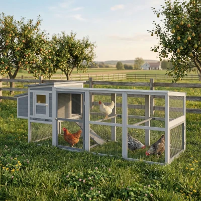 PawHut Wooden Chicken Coop with Run & Nesting Box