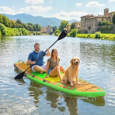 Outsunny Stand Up Paddle Board Set Opblaasbaar 335cm SUP Board met Kajakzit, Verstelbare Dubbelzijdige Peddel, Enkelkoord