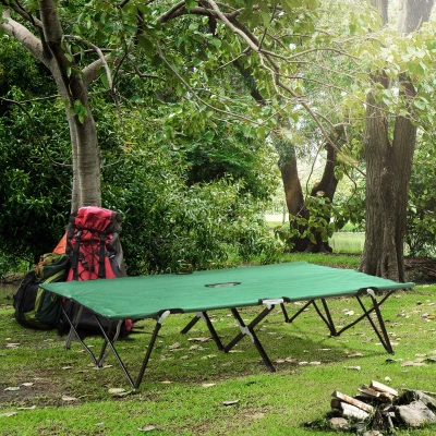Outsunny campingbed opvouwbaar voor 2 personen campingbed opklapbed met draagtas tot 136 kg draagvermogen staal Oxford groen, zwart 193 x 125 x 40 cm