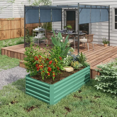 Outsunny Raised Garden Bed Steel 180x90x59cm Light Green