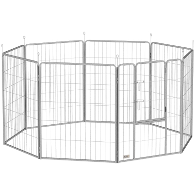 PawHut Haustiergehege, Hundezaun, Haustierspielplatz, flexibel anpassbar, rostfreier Stahl