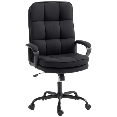 HOMCOM Double Padded Office Chair Linen-Look Black