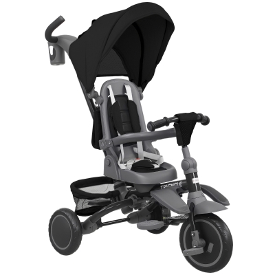 AIYAPLAY Foldable Kids Trike 6-in-1 with Canopy Black