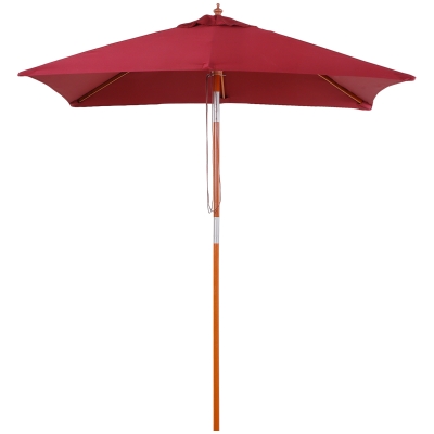 Outsunny Zonnescherm tuinscherm knikbaar bescherming tegen de zon 3-delig hout+polyester wijnrood