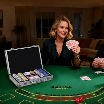 SPORTNOW Pokerchips-set in koffer, met dobbelstenen, dealerbutton, 2 kaartspellen, zilverkleurig