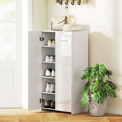 HOMCOM Armoire à Chaussures 5 Niveaux Blanc 55x36x108cm