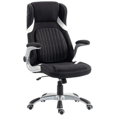 Vinsetto Chaise Bureau Ergonomique Tissu Noir Hauteur Réglable