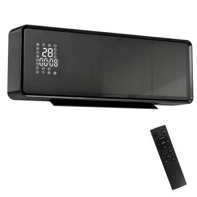 HOMCOM Wandmontierter 2000W Keramik Elektroheizer, Ventilator, Thermostat, Timer, Fernbedienung, Glaspaneel, Schwarz