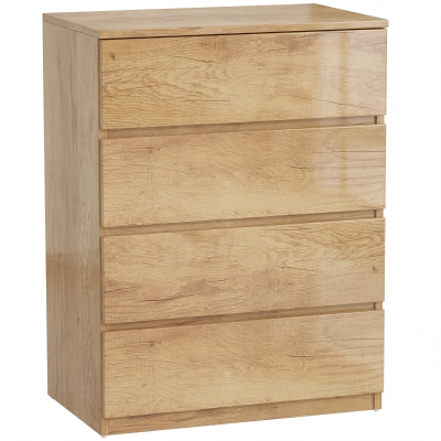 HOMCOM Cómoda 4 Cajones para Dormitorio Moderna Diseño sin Tiradores para Comedor Entrada 60x40x80 cm Madera Natural