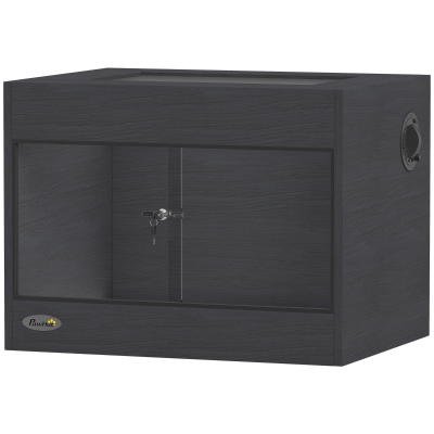 PawHut Terrarium Bois OSB 60x45x45cm Porte Verre Noir Sécurisé