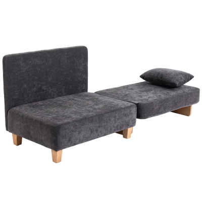 HOMCOM Fotel z funkcją spania 2-w-1 z funkcją łóżka, sofa rozkładana z 2 zmywalnymi poduszkami, boczne kieszenie do salonu, sypialni
