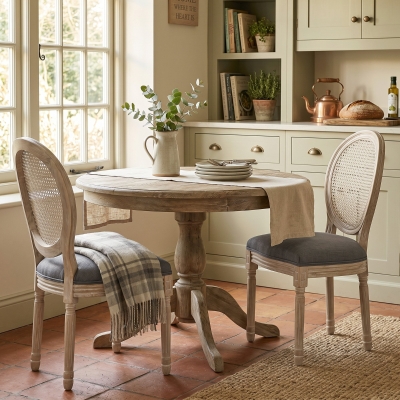 HOMCOM Keukenstoelen Set van 2, Zacht Gepolsterd, Vintage Ontwerp, Rattan Look, Grijs