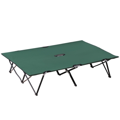 Outsunny campingbed opvouwbaar voor 2 personen campingbed opklapbed met draagtas tot 136 kg draagvermogen staal Oxford groen, zwart 193 x 125 x 40 cm