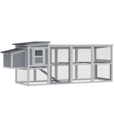 PawHut Wooden Chicken Coop with Run & Nesting Box