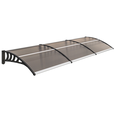 Outsunny Marquise Terrasse Polycarbonate Aluminium 303x100cm Marron