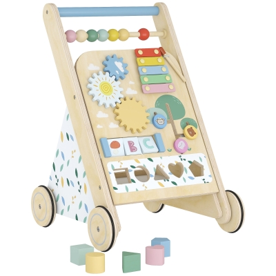 AIYAPLAY Wooden Baby Walker Speed Control Activity Centre Natural