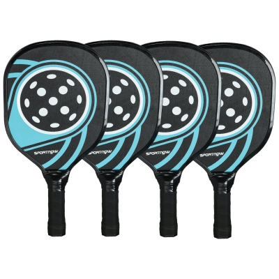 SPORTNOW Pickleball-set met 4 rackets, 4 ballen, draagtas, lichtgewicht en duurzaam, blauw+zwart