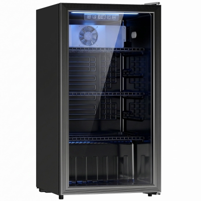 HOMCOM Drinks Fridge 90L 139-Can LED Under Counter Black