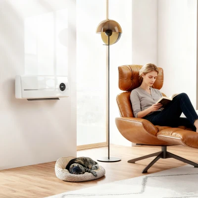 HOMCOM Muurverwarmer voor wandmontage 2000W keramische wandverwarming met ventilator, afstandsbediening, 2 verwarmingsstanden, LED-display