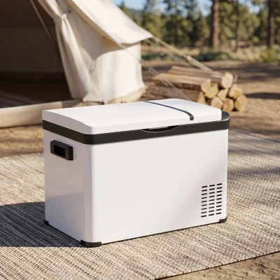 Outsunny Réfrigérateur Portable 30L Glacière Voiture Blanc