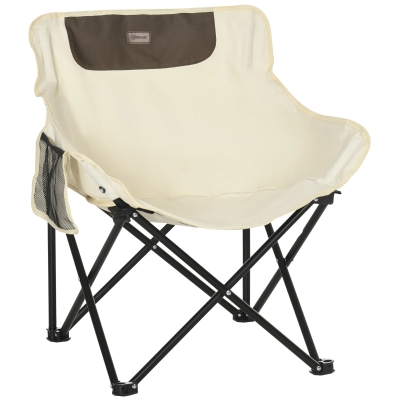 Outsunny Campingstoel, opvouwbaar, stalen frame, stofzitting, draagtas, Wit