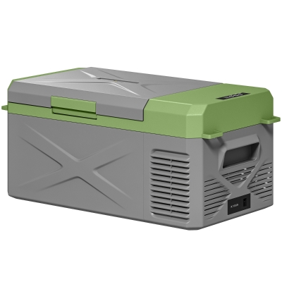 Outsunny 16,3 Liter Kompressor Kühlbox elektrische Kühlbox mit Anschluss ECO Modus Kühlhaltefunktion Grau+Grün