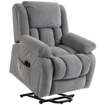 HOMCOM Electric Recliner Chair Massage Heat Lift Wide Seat Light Grey