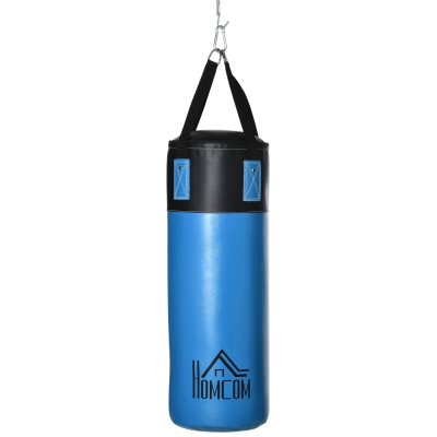 HOMCOM Boxsack-Set Box-Set mit Boxhandschuhen Gefüllt Boxset für Erwachsene Jugendlichen bis 100 KG Belastbar Ø25 x 102 cm Blau