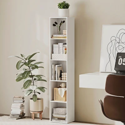 HOMCOM Bücherregal mit 6 Ablagen, freistehendes Regal für Wohnzimmer