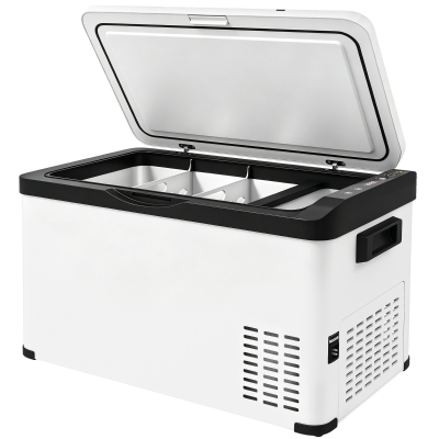 Outsunny Koelbox Auto 30L met Lcd-scherm Compressor Auto Koelkast Elektrische Boot Camper Reizen 12/24V DC en 110-240V AC Wit