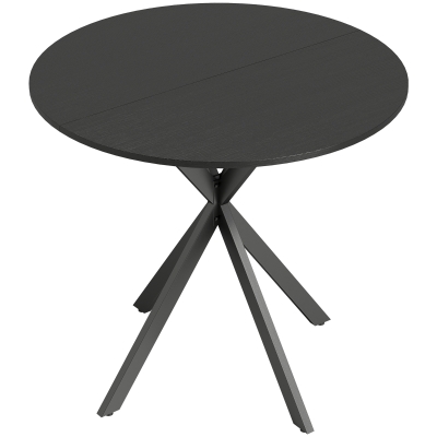 HOMCOM Table Ronde 80cm Panneau de Particules Métal Noir