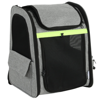 PawHut Hundebox erweiterbar Transportbox Hund mit 5 Taschen reflektierendem Streifen für Hunde bis 10 kg 33,5x28x42cm Hellgrau
