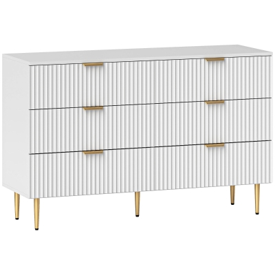 HOMCOM Cassettiera 6 Cassetti Moderna con Maniglie Dorate Bianco