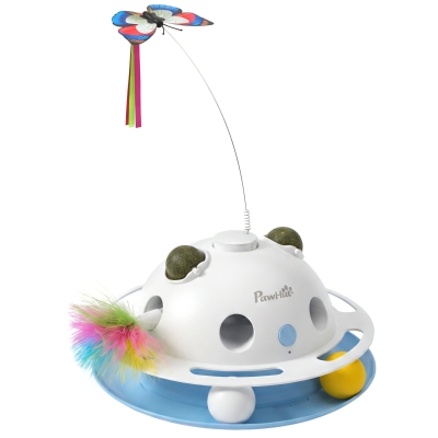 PawHut 4-in-1 Interactive Cat Toy Spinning Butterfly Catnip
