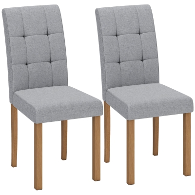 HOMCOM Chaises Salle à Manger Lot de 2 Tissu Gris Clair Moderne