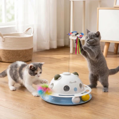 PawHut 4-in-1 Interactive Cat Toy Spinning Butterfly Catnip