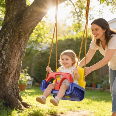 Outsunny Babyschaukel 3 in 1 verstellbar Kinderschaukel mit Rückenlehne, Anschnallgurt, für Kinder von 9-36 Monaten, Dunkelblau
